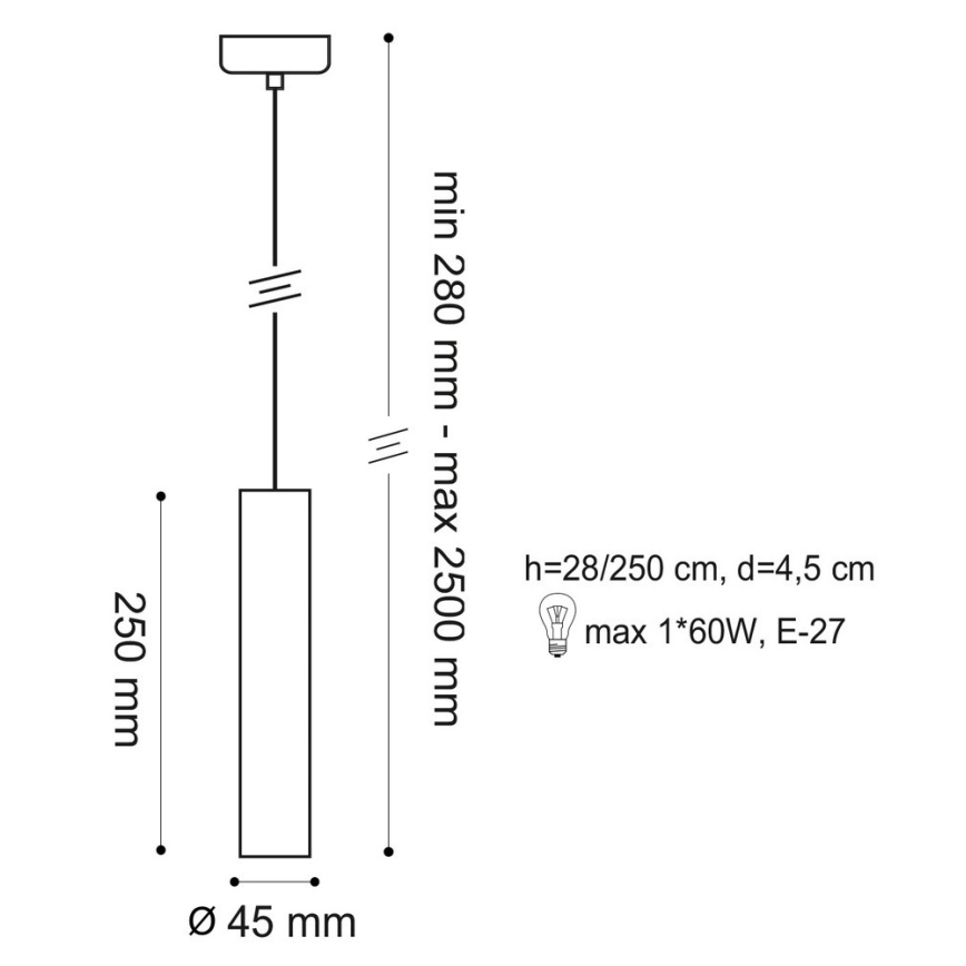 Pendel TUBE 1xE27/60W/230V