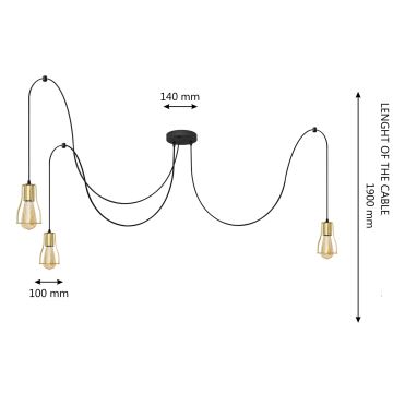 Pendel TUBE 3xGU10/10W/230V sort/guldfarvet