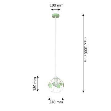 Pendellampe til børn STARS 1xE27/15W/230V grøn/hvid