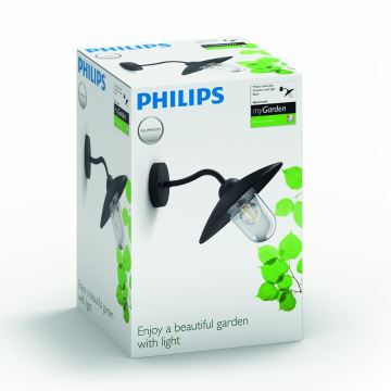 Philips 01643/30/PN - Udendørs væglys HAMMOCK 1xE27/60W/230V IP44