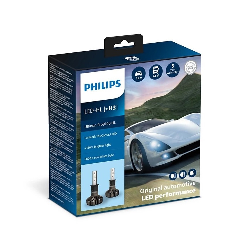 Philips 11336U91X2 - 2x LED autopære Ultinon Pro9100 H3 PK22s/13,2W/12/24V 5800K