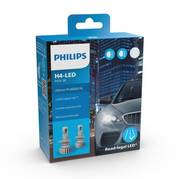 Philips 11342U6000X2 - SÆT 2x LED Bilpære Ultinon Pro6000 H4 PX426d/18W/12V 5800K