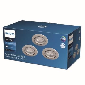 Philips - 3x LED indbygningsspot dæmpbar LED/5W/230V 2700K