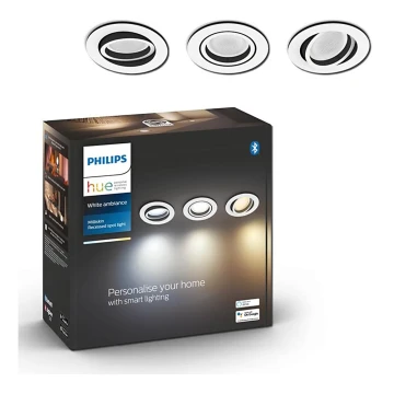 Philips - 3x LED indbygningsspot dæmpbar Hue MILLISKIN 1xGU10/5,7W/230V 2200-6500K