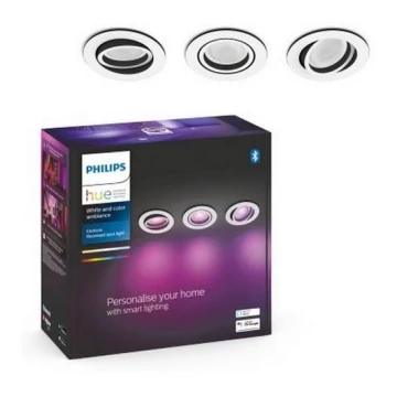 Philips - 3x LED indbygningsspot dæmpbart RGB-farver Hue CENTURA 1xGU10/5,7W/230V 2000-6500K