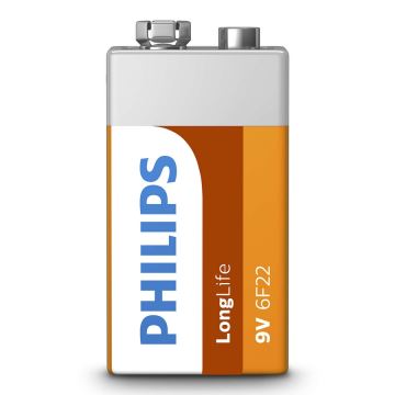 Philips 6F22L1B/10 - Zinkklorid batteri 6F22 LONGLIFE 9V 150mAh