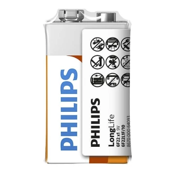 Philips 6F22L1F/10 - Zinkklorid batteri 6F22 LONGLIFE 9V 150mAh