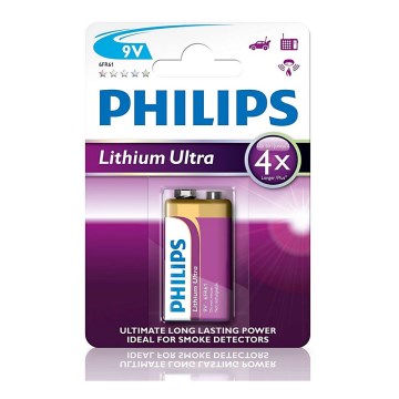 Philips 6FR61LB1A/10 - Lithiumbatteri 6LR61 LITHIUM ULTRA 9V 600mAh