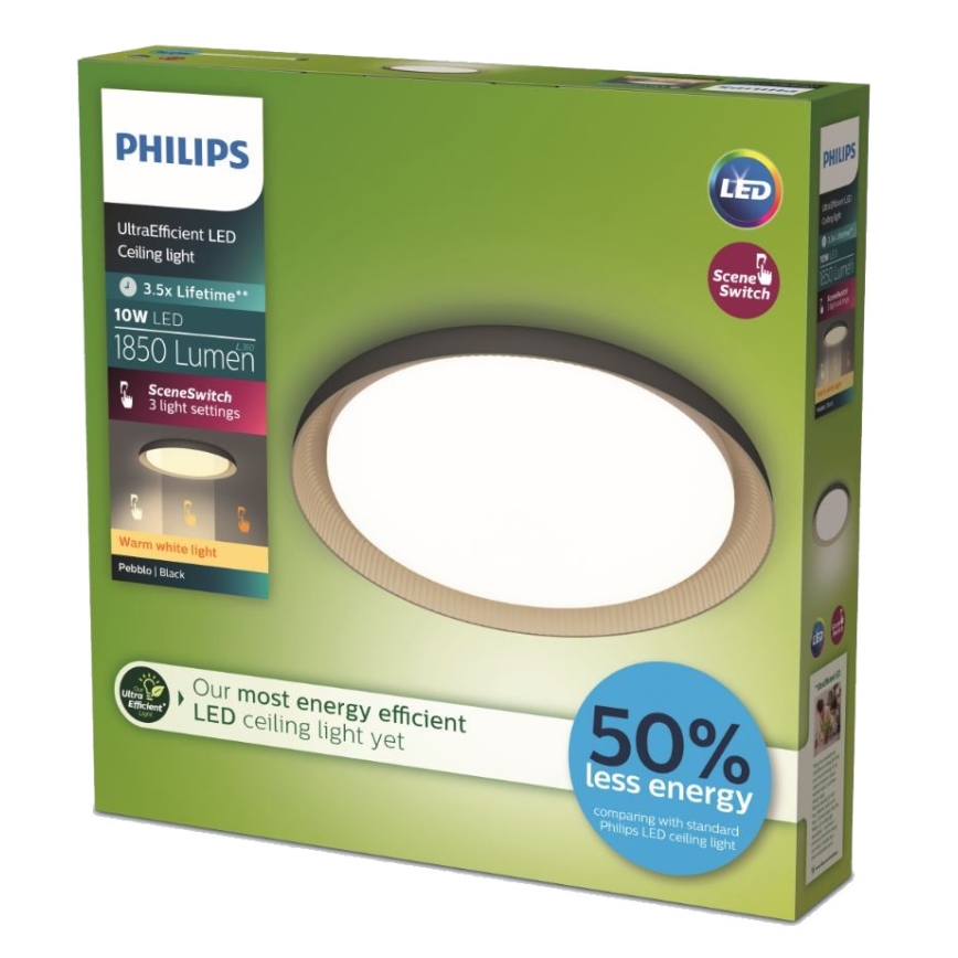 Philips - LED loftlampe dæmpbar PEBBLO SCENE SWITCH LED/10W/230V 2700K sort