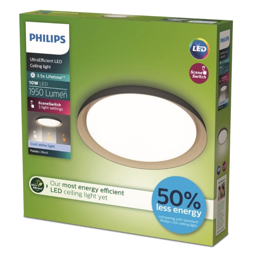 Philips - LED loftlampe dæmpbar PEBBLO SCENE SWITCH LED/10W/230V 4000K sort