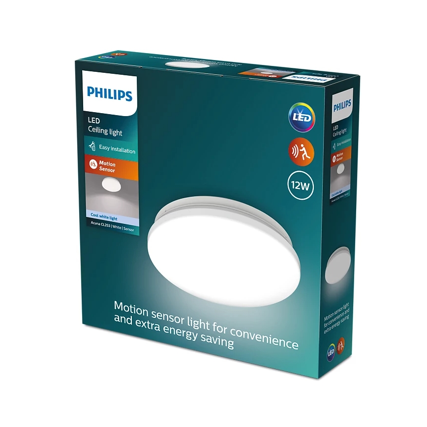 Philips - LED loftlampe med sensor ACUNA LED/12W/230V 4000K