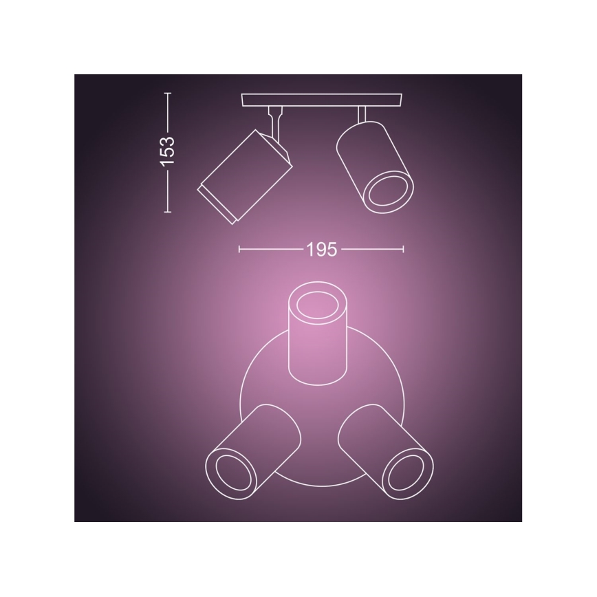 Philips - LED RGBW Spotlampe dæmpbar Hue FUGATO 3xGU10/4,2W/230V 2000-6500K sort