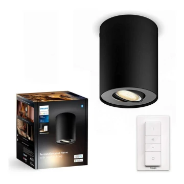 Philips - LED spotlampe dæmpbar Hue PILLAR 1xGU10/4,2W/230V 2200-6500K + fjernbetjening sort