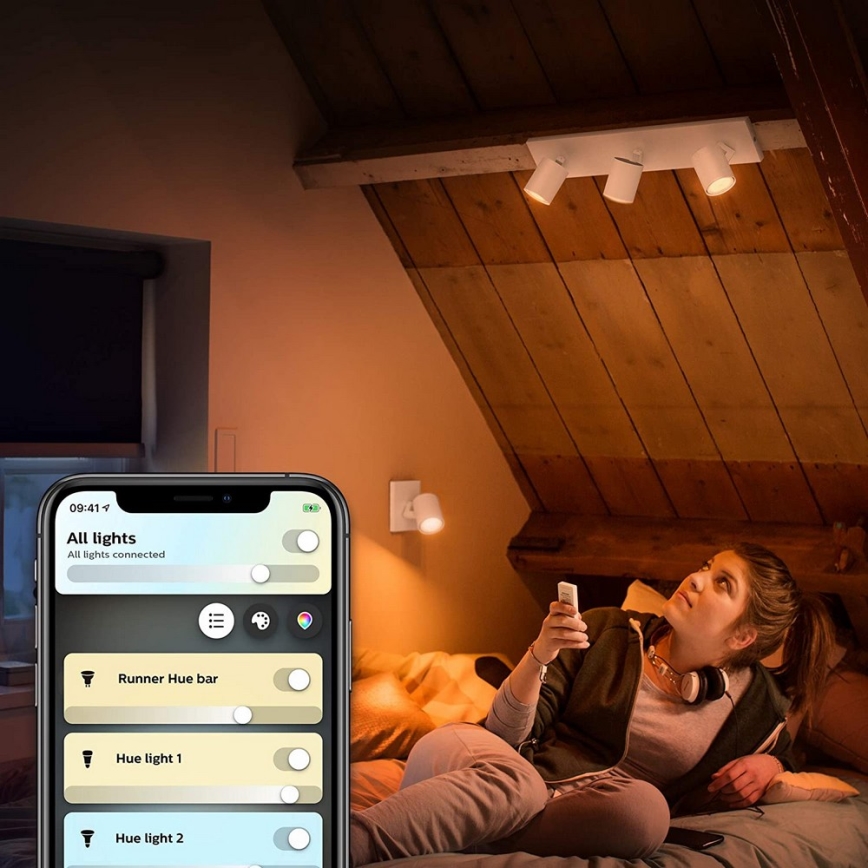 Philips - LED spotlampe dæmpbar Hue RUNNER 1xGU10/4,2W/230V 2200-6500K + fjernbetjening hvid