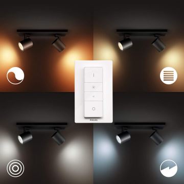 Philips - LED spotlampe dæmpbar Hue RUNNER 2xGU10/4,2W/230V 2200-6500K + fjernbetjening hvid