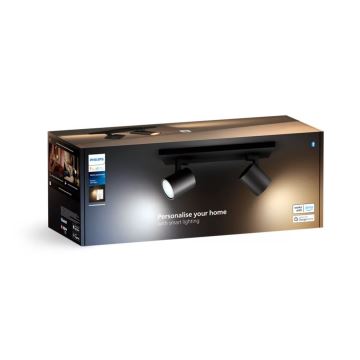 Philips - LED spotlampe dæmpbar Hue RUNNER 2xGU10/4,2W/230V 2200-6500K + fjernbetjening sort