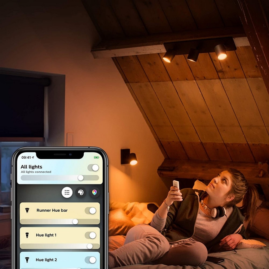 Philips - LED spotlampe dæmpbar Hue RUNNER 3xGU10/4,2W/230V 2200-6500K + fjernbetjening sort