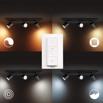 Philips - LED spotlampe dæmpbar Hue RUNNER 3xGU10/4,2W/230V 2200-6500K + fjernbetjening sort