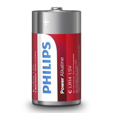 Philips LR14P2B/10 - 2 stk. Alkalisk batteri C POWER ALKALINE 1,5V 7200mAh