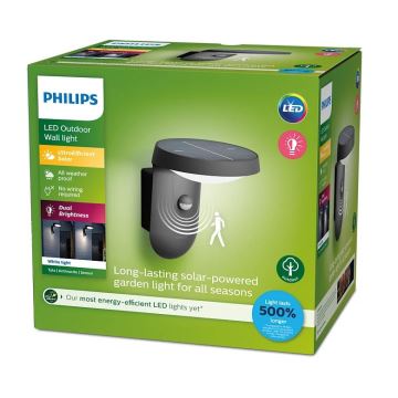 Philips - Soldrevet LED væglampe med sensor LED/1,2W/4V 3000K IP44