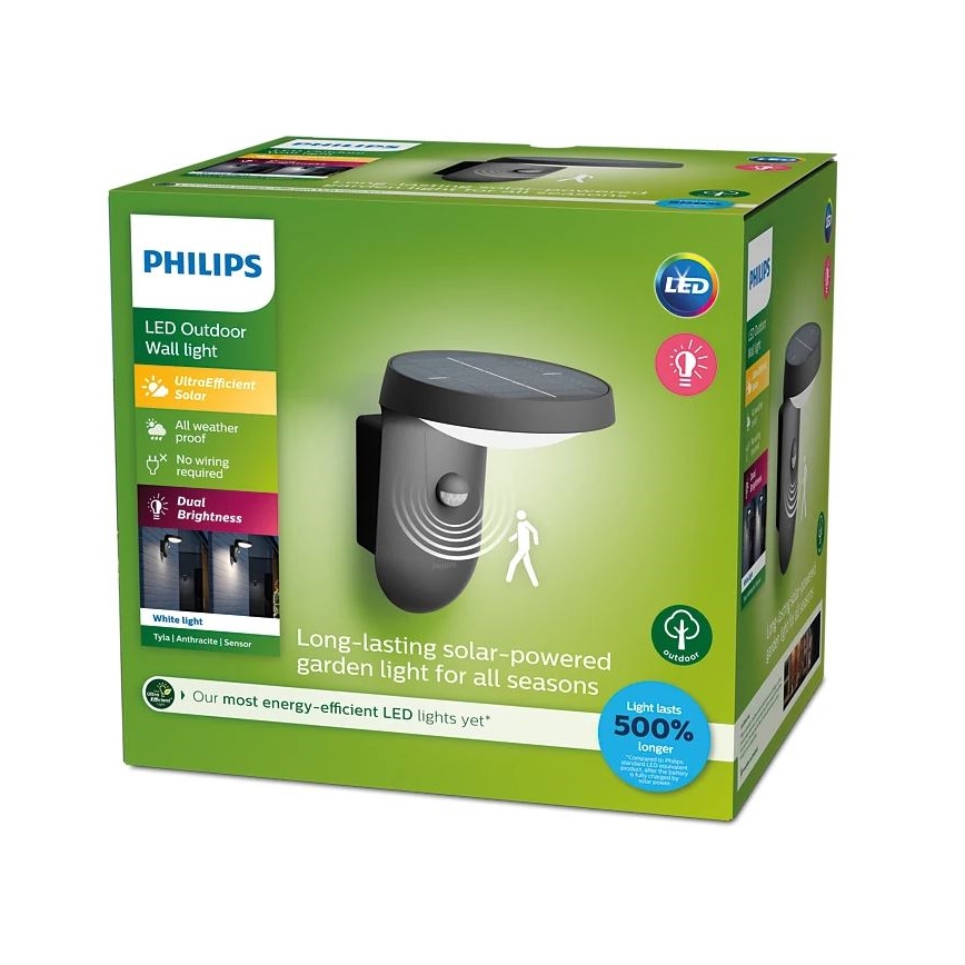 Philips - Soldrevet LED væglampe med sensor LED/1,2W/4V 3000K IP44