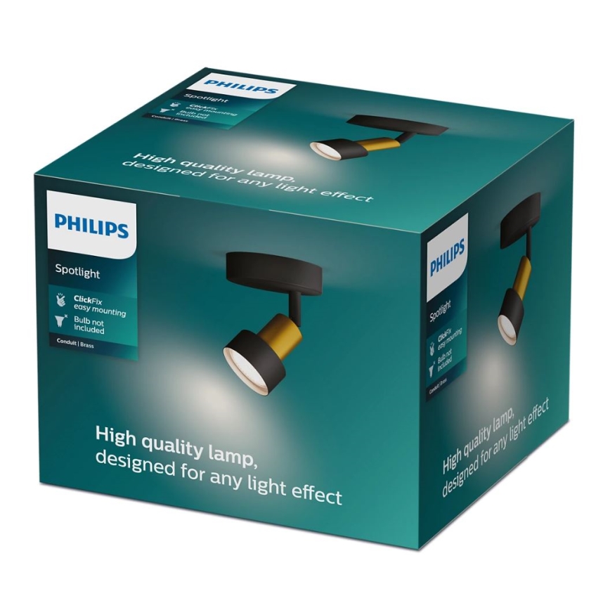 Philips - Spotlampe CONDUIT 1xGU10/5W/230V sort/messing