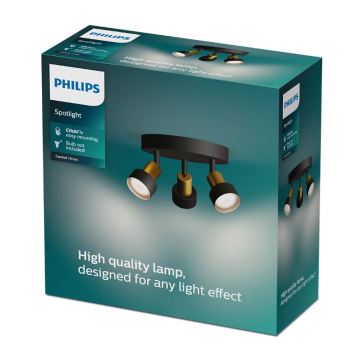 Philips - Spotlampe CONDUIT 3xGU10/5W/230V sort/messing