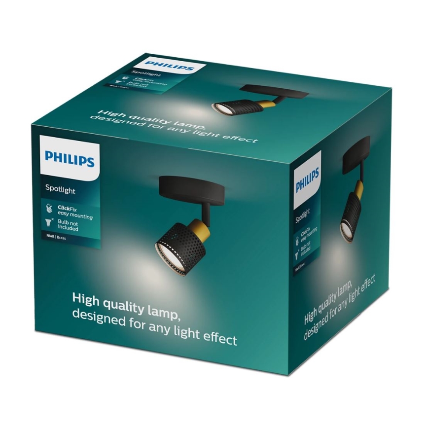 Philips - Spotlampe NIALL 1xGU10/5W/230V sort/messing