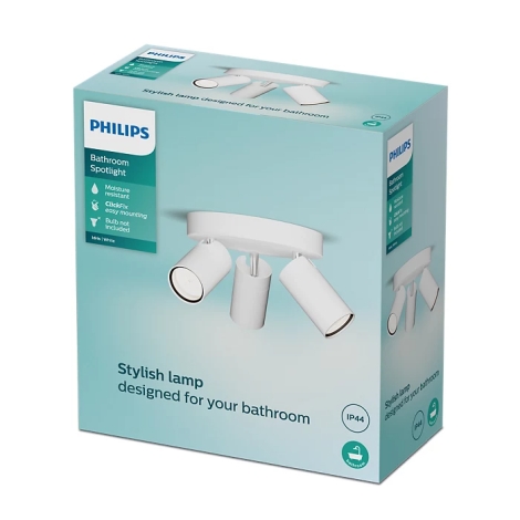 Philips - Spotlampe til badeværelse IDRIS 3xGU10/5W/230V IP44 hvid