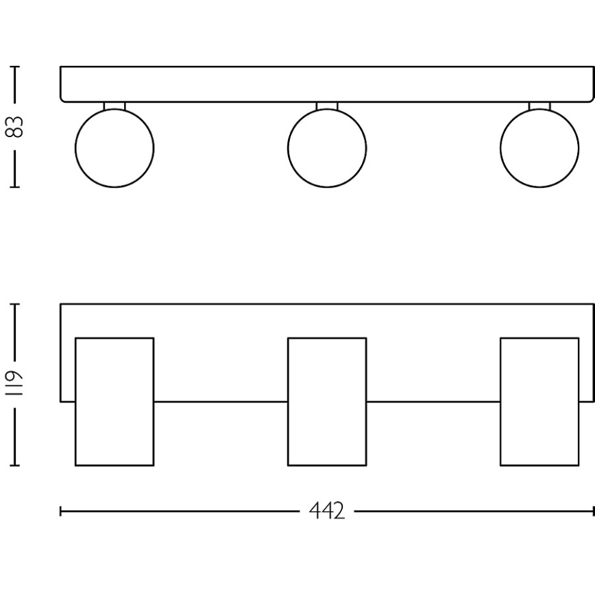 Philips - Spotlampe til badeværelse IDRIS 3xGU10/5W/230V IP44 sort