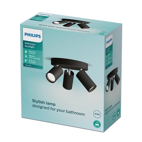 Philips - Spotlampe til badeværelse IDRIS 3xGU10/5W/230V IP44 sort