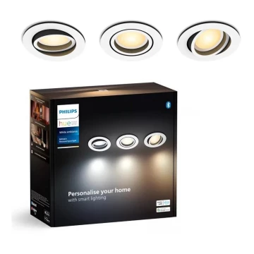 Philips - SÆT 3x LED indbygningslampe dæmpbar Hue MILLISKIN 1xGU10/4,2W/230 2200-6500K