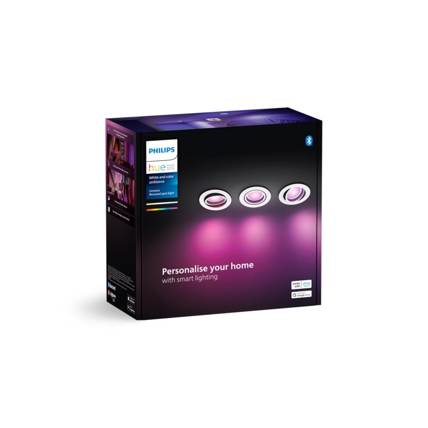 Philips - SÆT 3xLED RGBW Indbygningslampe dæmpbar Hue CENTURA 1xGU10/4,2W/230V 2000-6500K