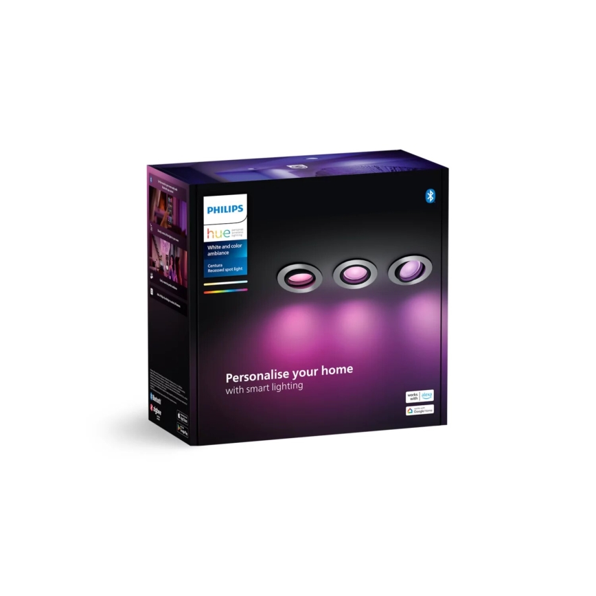 Philips - SÆT 3xLED RGBW Indbygningslampe dæmpbar Hue CENTURA 1xGU10/4,2W/230V 2000-6500K