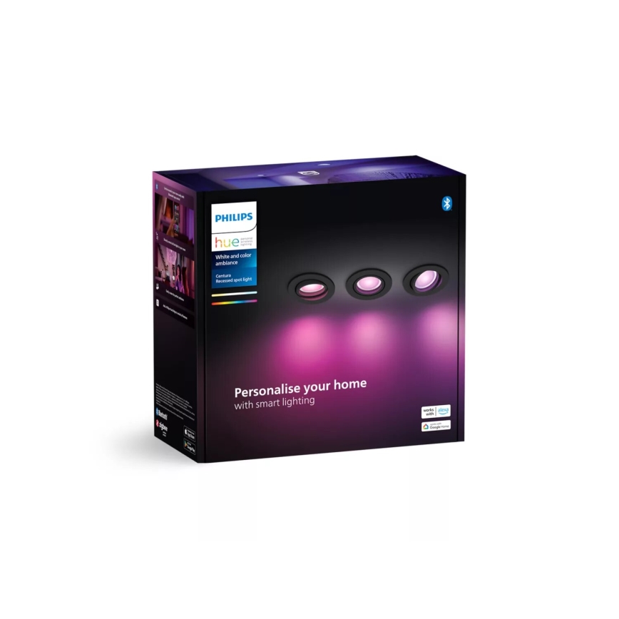 Philips - SÆT 3xLED RGBW Indbygningslampe dæmpbar Hue CENTURA 1xGU10/4,2W/230V 2000-6500K