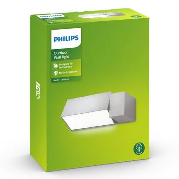 Philips - Udendørs væglampe BORDER 1xE27/23W/230V IP44 grå