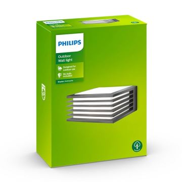 Philips - Udendørs væglampe 1xE27/15W/230V IP44 antracitgrå