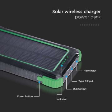 Powerbank soldrevet Power Delivery 10000mAh/10W/5V sort