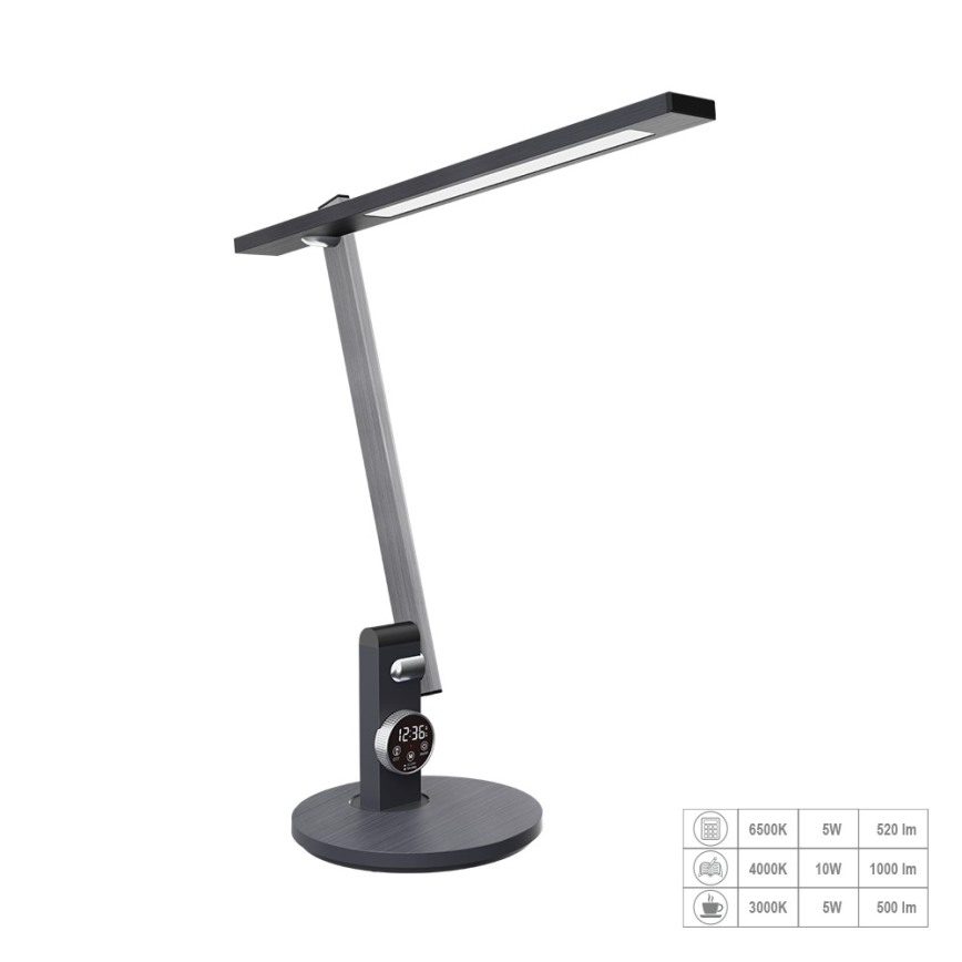 Prezent 31215 - LED Dæmpbar touch-funktion flexible bordlampe med display PUNK LED/12W/230V 3000-6500K