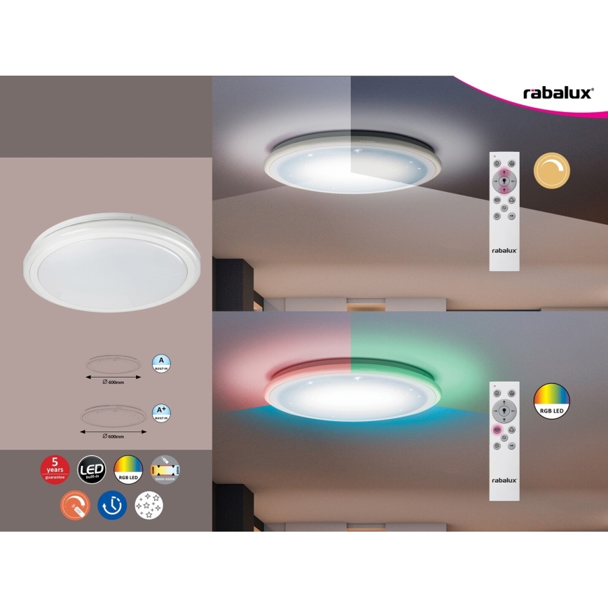 Rabalux - LED loftlampe dæmpbar med fjernbetjening RGB LED/32W/230V