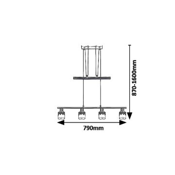 Rabalux 5345 - Lysekrone i en snor LACEY 4xE14/40W/230V