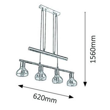 Rabalux 5551 - Lysekrone i en snor HOLLY 4xE14/40W/230V gylden