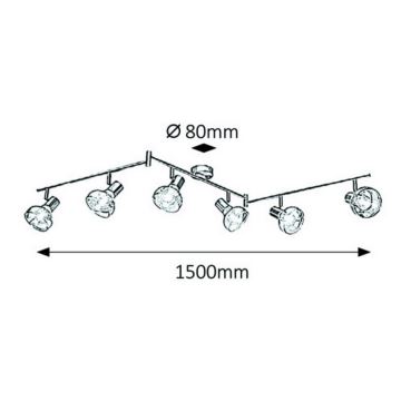 Rabalux 5562 - Spotlys HOLLY 6xE14/40W/230V blank krom