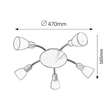 Rabalux - Lofts lys 5xE14/40W/230V