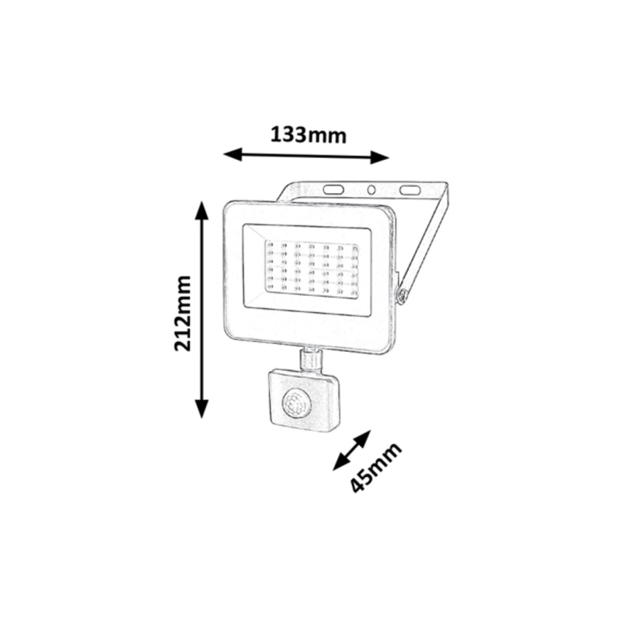 Rabalux - LED projektør med sensor LED/30W/230V 4000K IP44 sort