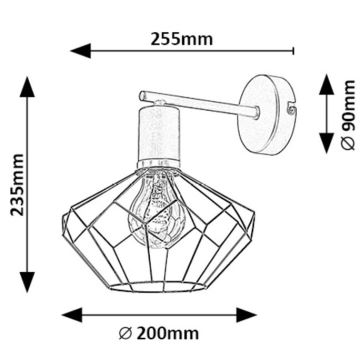 Rabalux - Væglampe 1xE27/40W/230V diameter 20 cm sort