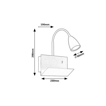 Rabalux - Væglampe med hylde og USB port 1xGU10/25W/230V sort