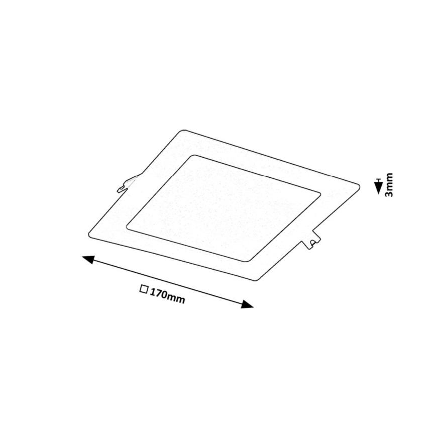 Rabalux - LED indbygningslampe LED/12W/230V 17x17 cm sort