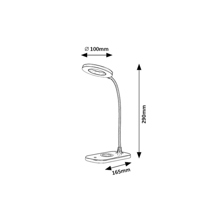 Rabalux - LED Bordlampe m. trådløs opladning og touch-funktion dæmpbar LED/5W/5V 2700-6000K hvid