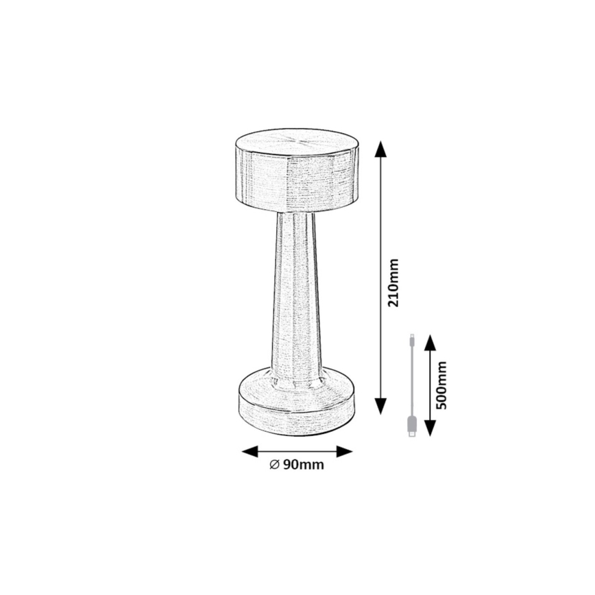 Rabalux - LED Genopladelig touch-funktion bordlampe LED/2,7W/5V 1200mAh 3000/4000/6000K guldfarvet